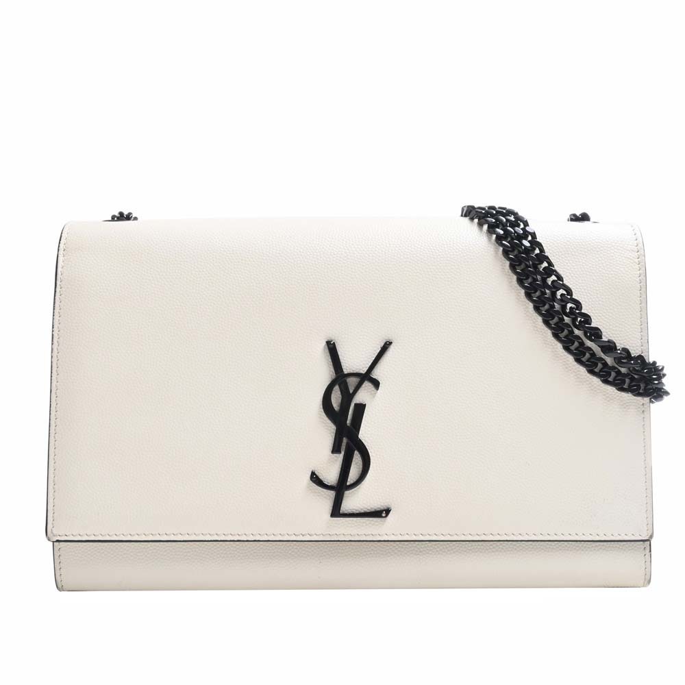 Saint Laurent Leather Classic Kate Chain Shoulder Bag White/Black